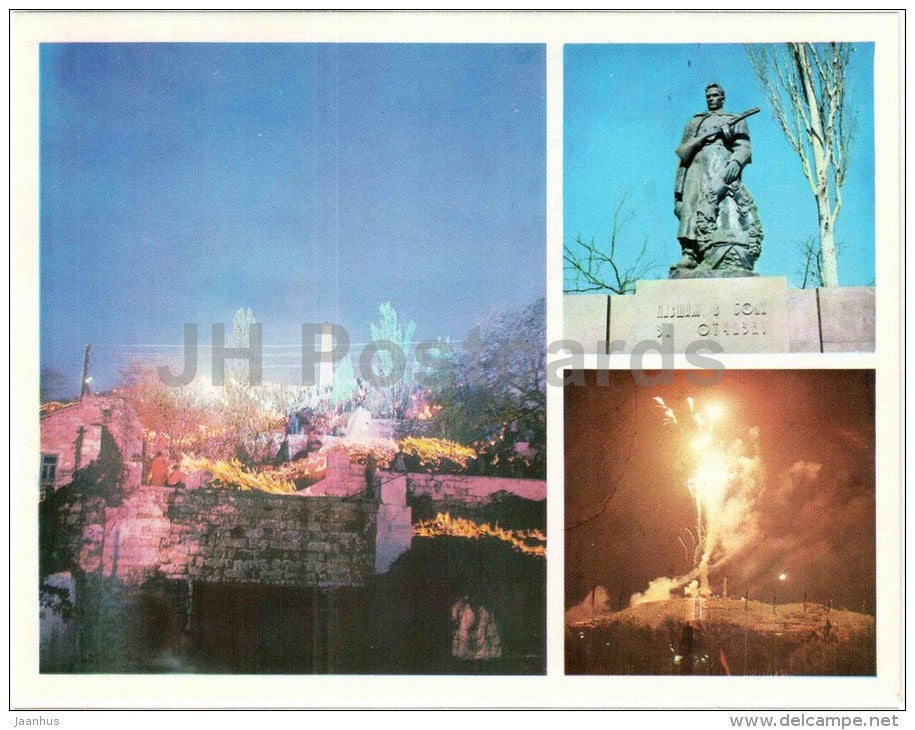 Mitridat mountain with the obelisk of Glory - monument - Kerch - large format card - 1976 - Ukraine USSR - unused - JH Postcards