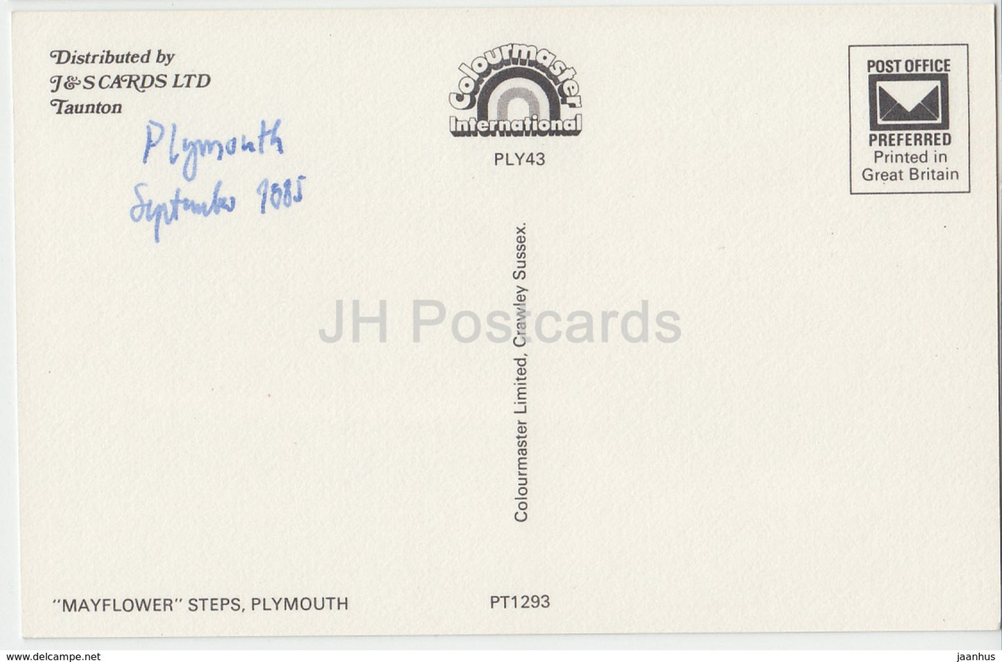 Plymouth - Mayflower Steps - boat - PT1293- 1985 - United Kingdom - England - used