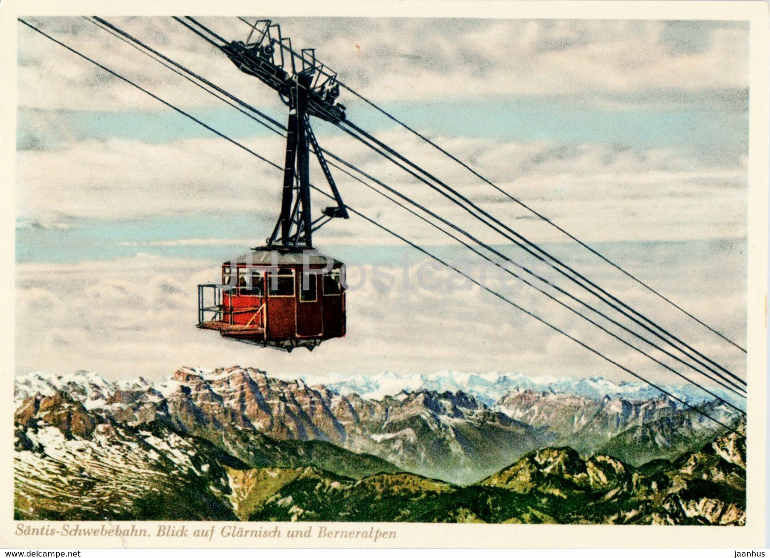 Santis Schwebebahn - Blick auf Glarnisch und Berneralpen - cable car - 27296 - 1950 - old postcard - Switzerland - used - JH Postcards