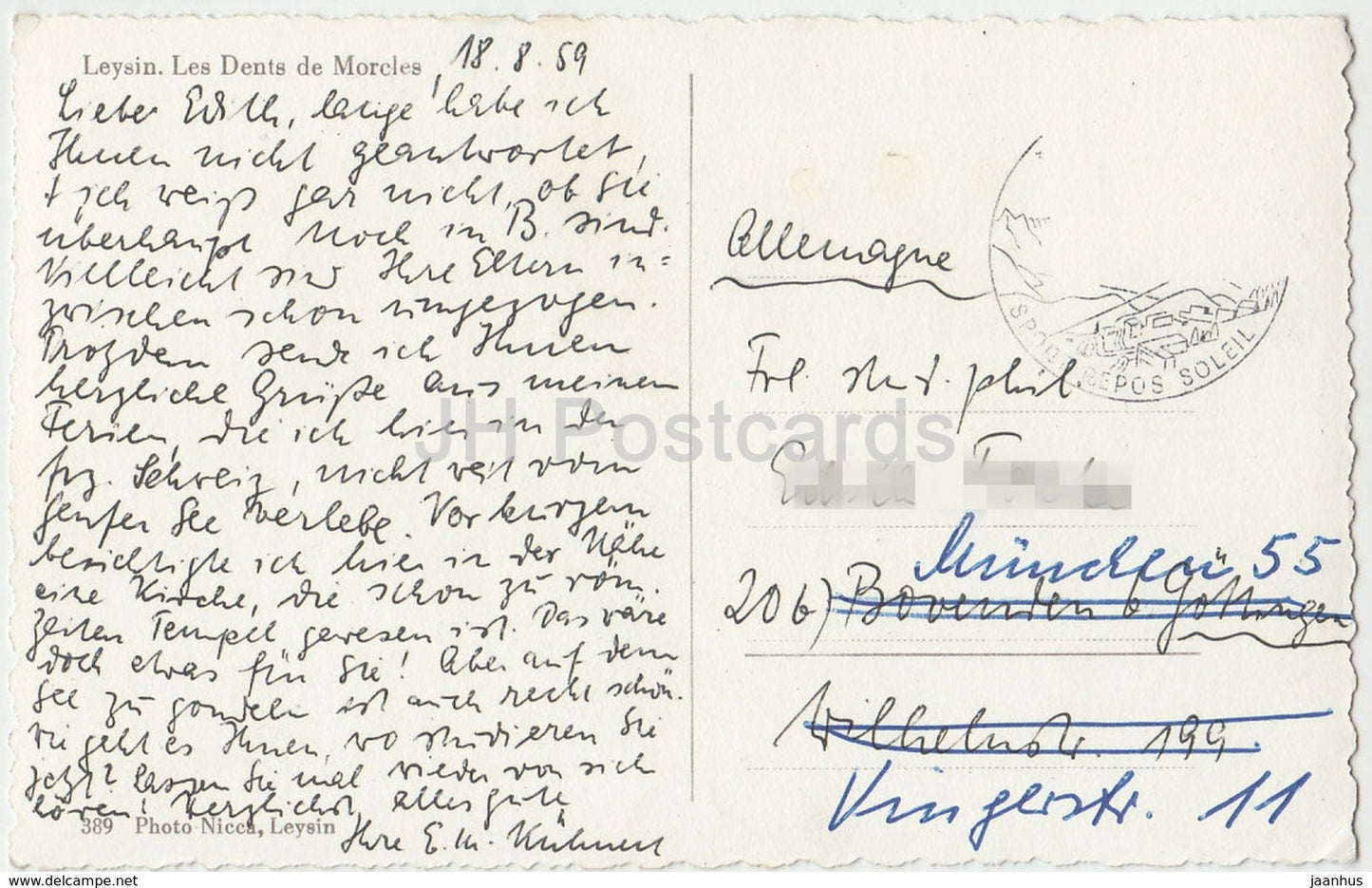 Leysin - Les Dents de Morcles - 389 - Switzerland - 1958 - used