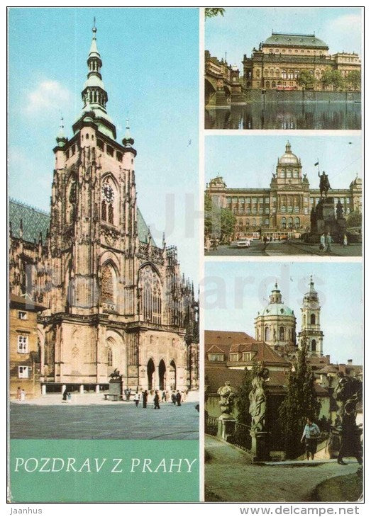 Praha - Prague - St. Vitus Cathedral - National Museum - St. Nicholas cathedral - Czechoslovakia - Czech - used 1968 - JH Postcards