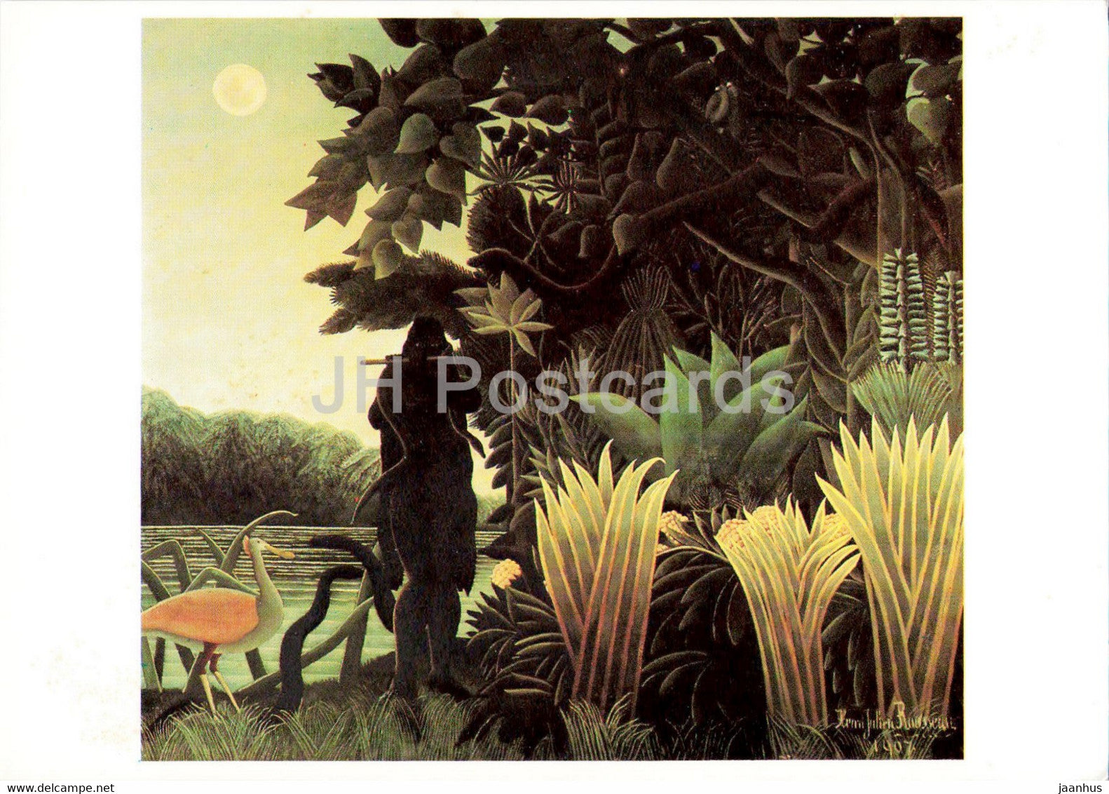 painting by Henri Rousseau - La Charmeuse de serpents - The Snake Charmer - French art - France - unused - JH Postcards