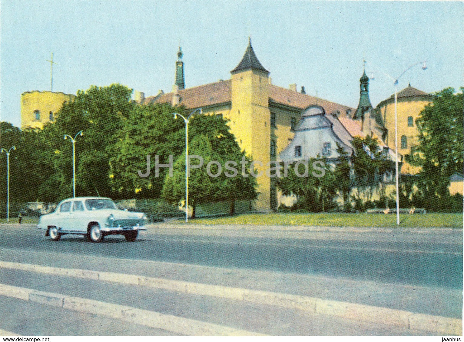 Old Riga - Riga Castle - Pioneer Palace - car Volga - 1963 - Latvia USSR - unused - JH Postcards