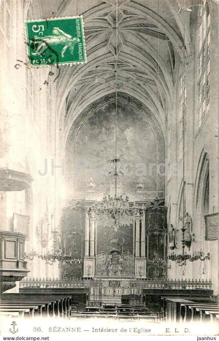 Sezanne - Interieur de l'Eglise - church - 36 - old postcard - France - used - JH Postcards