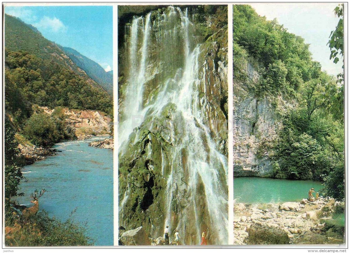 lake Ritsa - waterfall - 1985 - Georgia USSR - unused - JH Postcards