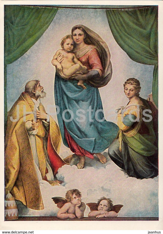 painting by Raphael - The Sistine Madonna - Italian art - Germany DDR - unused - JH Postcards