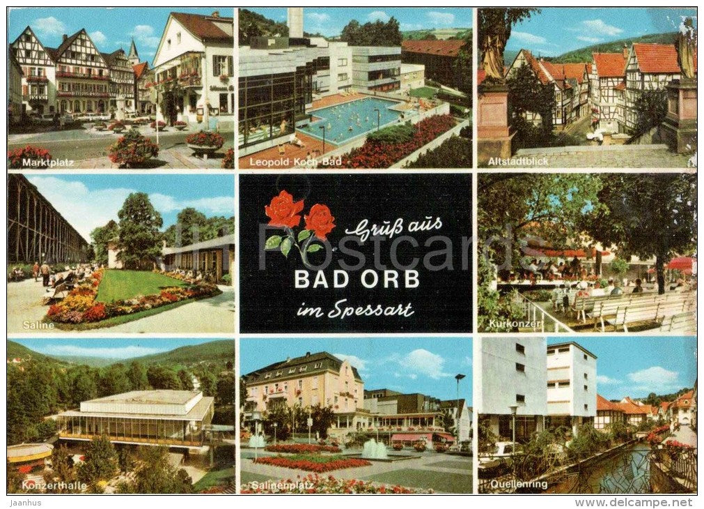 Grüsse aus Bad Orb im Spessart - Marktplatz - Saline - Konzerthalle - Kurkonzert - Germany - 1982 gelaufen - JH Postcards