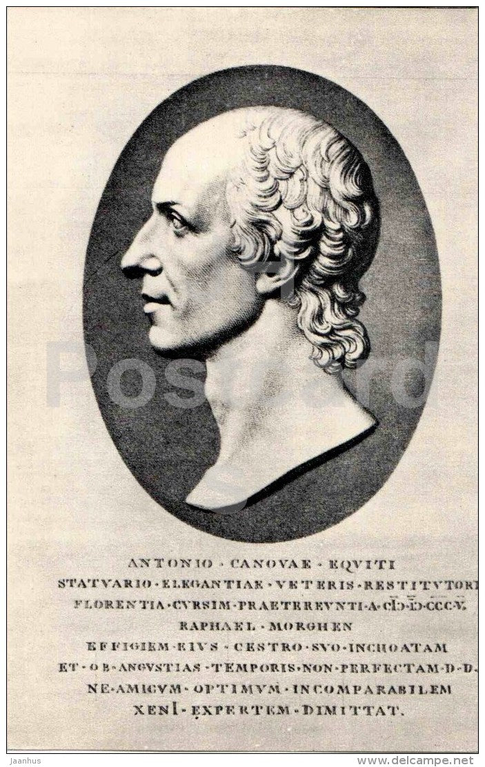 gravure by Raphael Morghen - Portrait of Antonio Canova , 1805 - italian art - unused - JH Postcards