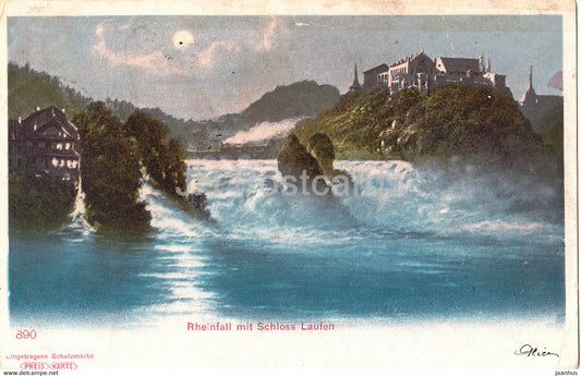 Rheinfall mit Schloss Laufen - 890 - old postcard - 1903 - Switzerland - used - JH Postcards