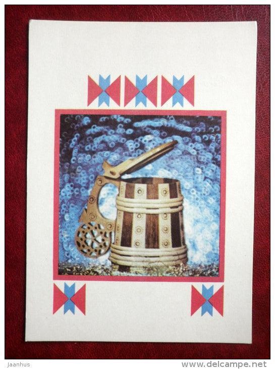 New Year Greeting card - beer mug - 1978 - Estonia USSR - used - JH Postcards