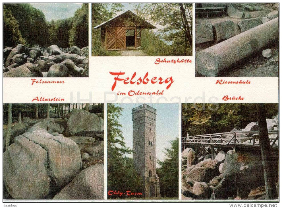 Felsberg im Odenwald - Felsenmeer - Riesensäule - Brücke - Altarstein - Ohly-Turm - Germany - nicht gelaufen - JH Postcards