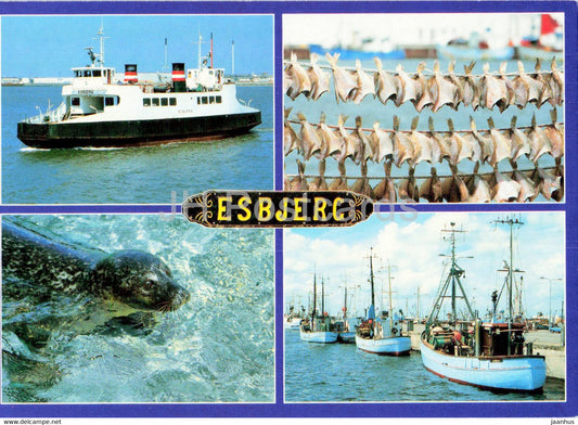Esbjerg - Motiver fra havnen - Motifs from the harbor - ship - ferry - Denmark - unused - JH Postcards
