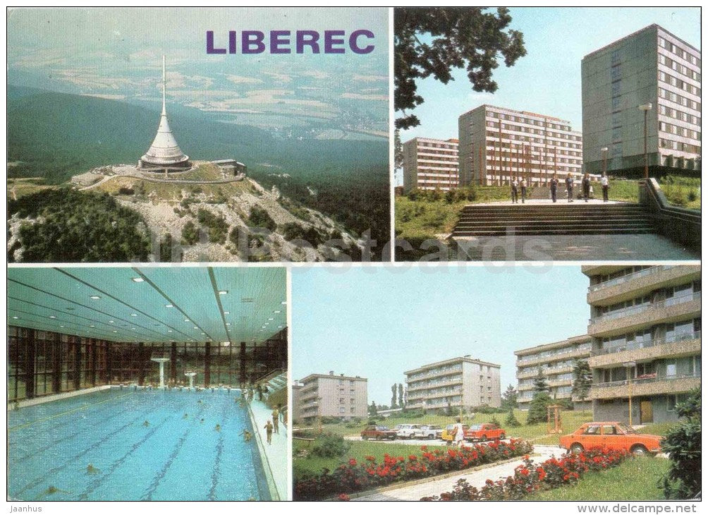 Liberec - Jested - Stary Harcov - swimming pool - housing estate - Czechoslovakia - Czech - unused - JH Postcards