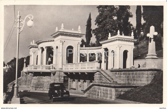 Sukhumi - Sokhumi - hill - building of Abkhazpromsovet edition - Abkhazia - 1961 - Georgia - USSR - used - JH Postcards