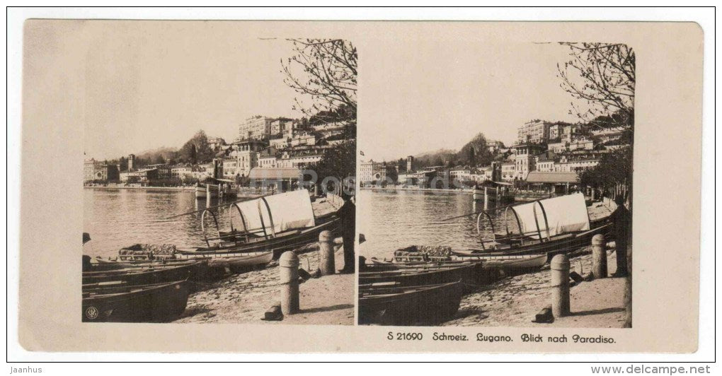 Lugano - Paradisio - Switzerland - Suisse - stereo photo - stereoscopique - old photo - JH Postcards