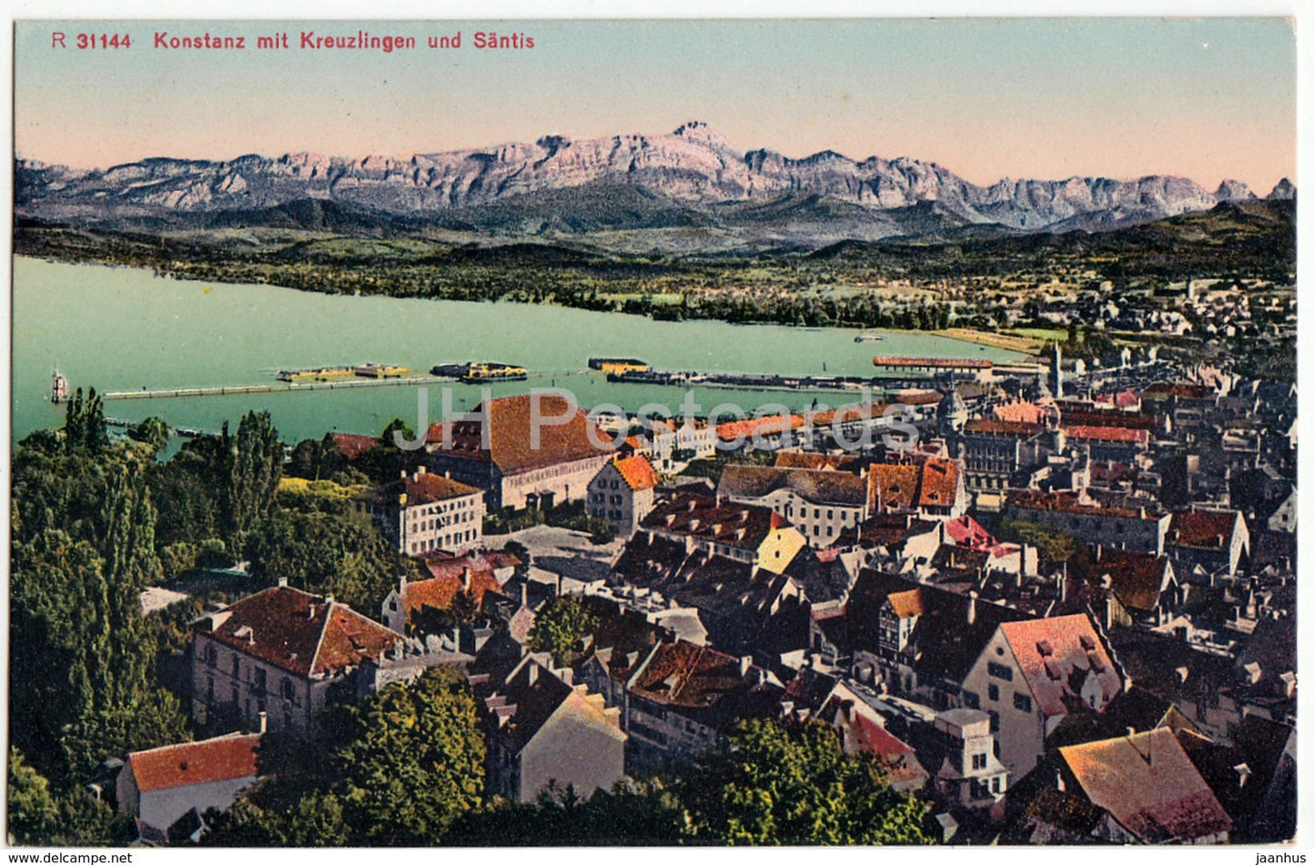 Konstanz mit Kreuzlingen und Santis - 31144 - old postcard - Germany - used - JH Postcards