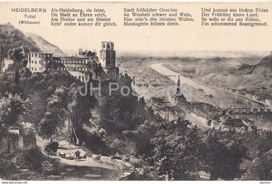 Heidelberg - Total - Willmann - painting - 1 a - old postcard - Germany - unused - JH Postcards