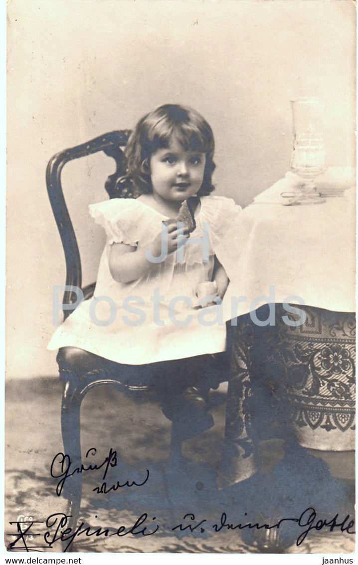 child eating - children - 3159/4 - old postcard - 1905 - Germany - used - JH Postcards