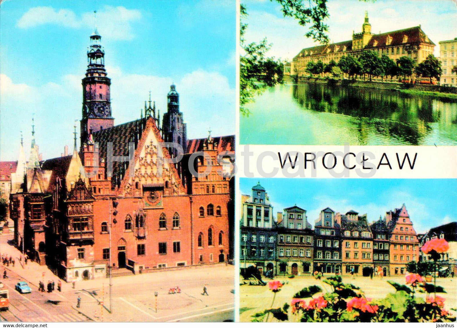 Wroclaw - Ratusz - Uniwersytet im Boleslawa Bieruta - Plac Solny - town square - university multiview - Poland - unused - JH Postcards