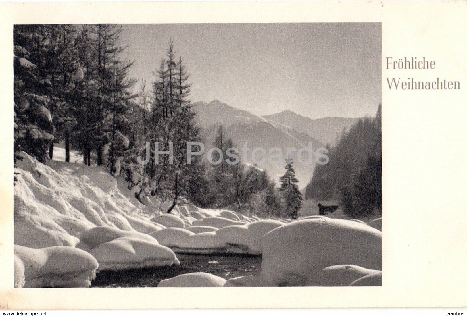 Christmas Greeting Card - Frohliche Weihnachten - winter nature - BRB 1904 - old postcard - 1947 - Germany - used - JH Postcards