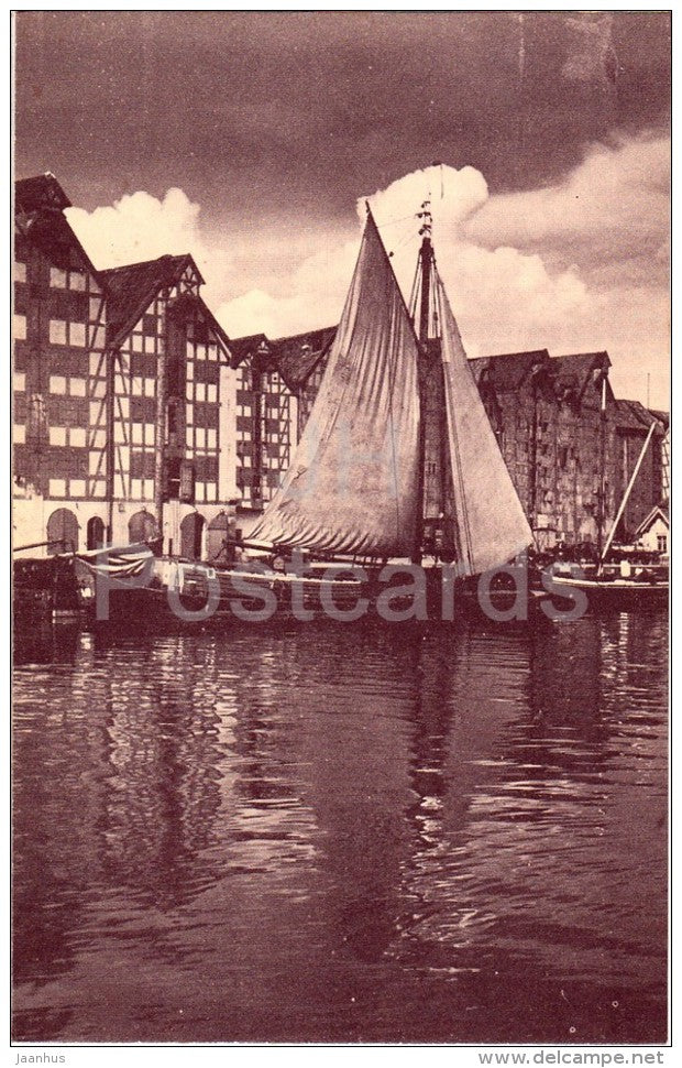 sailing boat on Pregel river . Hundegatt - Kaliningrad - Königsberg - 1990 - Russia USSR - unused - JH Postcards