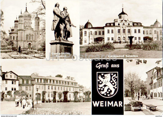 Gruss aus Weimar - Griech Orthodoxe Kirche - Denkmal - Belvedere - Frauenplan - 1978 - Germany DDR - used - JH Postcards