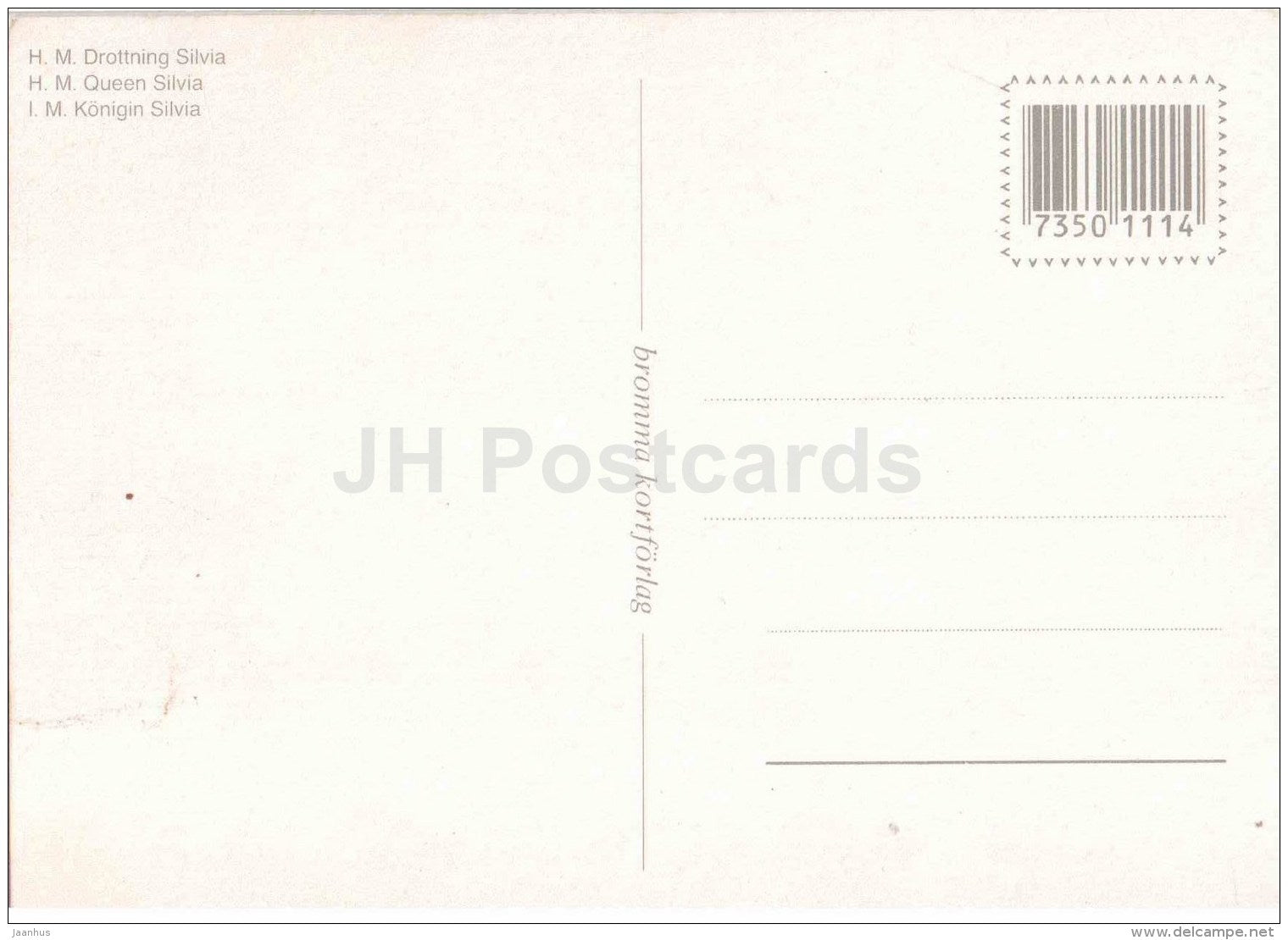 H. M. Queen Silvia - Sweden - unused - JH Postcards