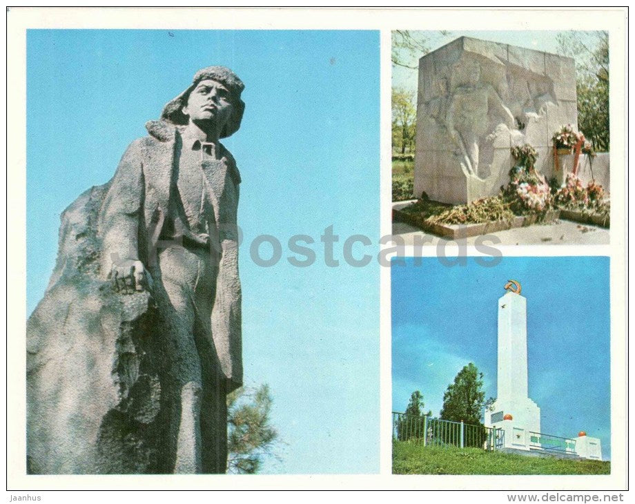 monument to Volodya Dubinin - Kerch - large format card - 1976 - Ukraine USSR - unused - JH Postcards