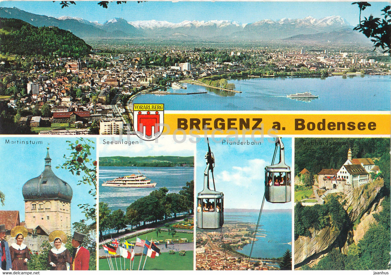 Bregenz a Bodensee - Vorarlberg - Martinsturm - Pfanderbahn - cable car - multiview - Austria - used - JH Postcards