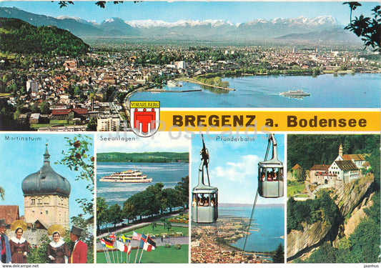 Bregenz a Bodensee - Vorarlberg - Martinsturm - Pfanderbahn - cable car - multiview - Austria - used - JH Postcards