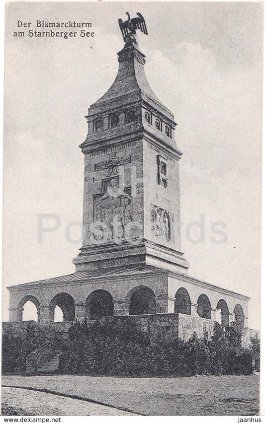 Der Bismarckturm am Starnberger See - 3024 - old postcard - Germany - unused - JH Postcards