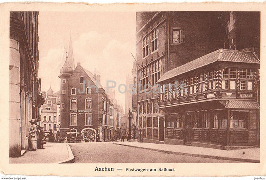 Aachen - Postwagen am Rathaus - old postcard - Germany - used - JH Postcards