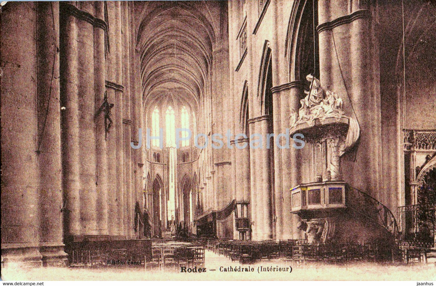 Rodez - Cathedrale - interieur - cathedral - old postcard - France - used - JH Postcards