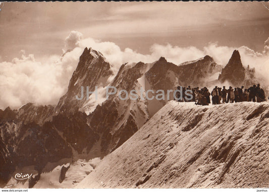 Chamonix - Mont Blanc - Sommet de l'Aiguille du Midi - Le Mont Mallet - old postcard - 1957 - France - used - JH Postcards