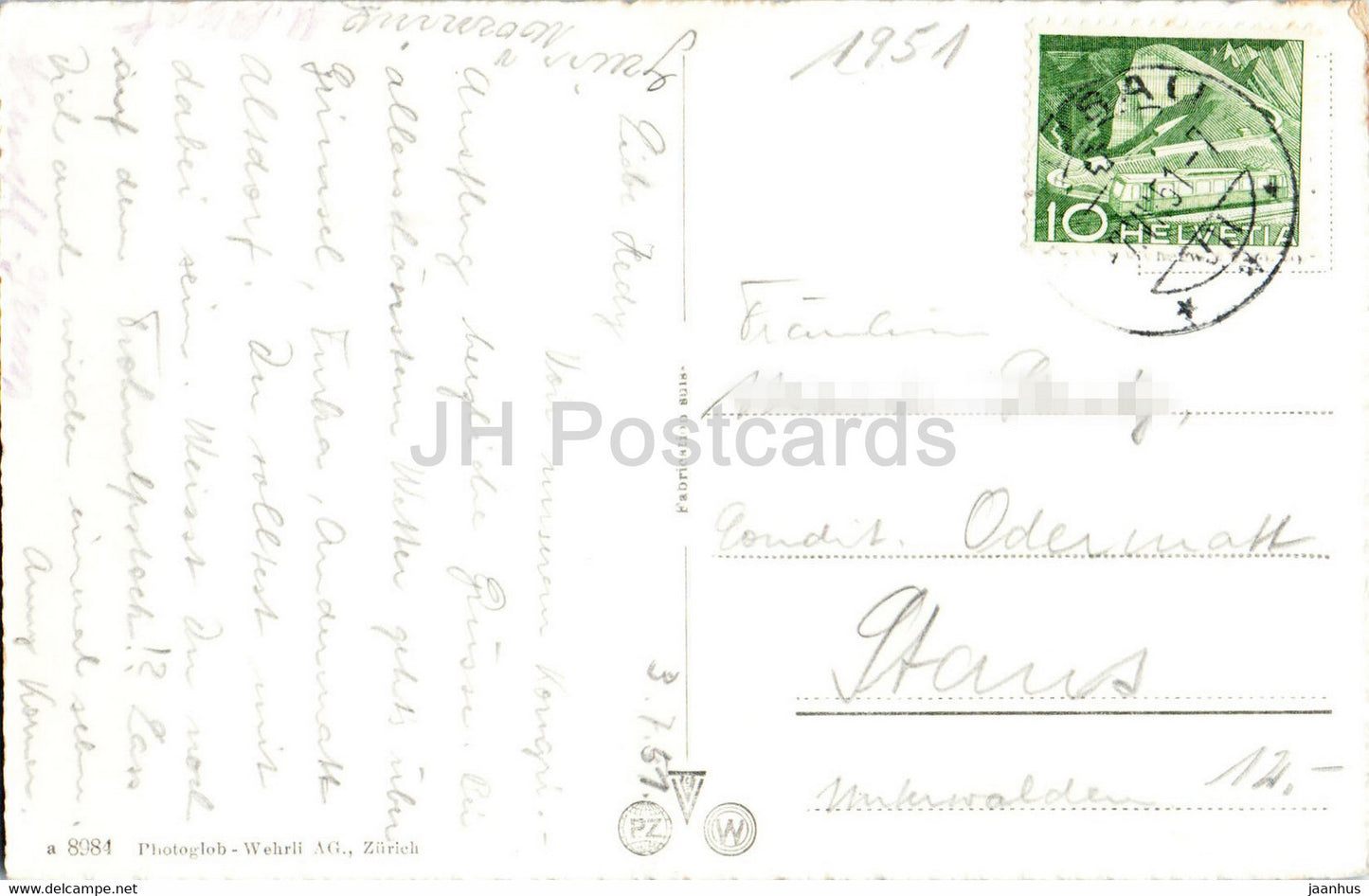 Andermatt – 8984 – 1951 – alte Postkarte – Schweiz – gebraucht