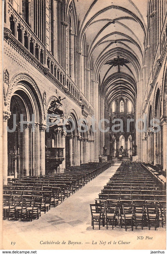 Cathedrale de Bayeux - La Nef et le Choeur - cathedral - 19 - old postcard - France - unused