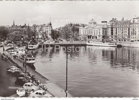 Stockholm - Nybroviken - car - ship - bus - tram - Sweden - unused - JH Postcards