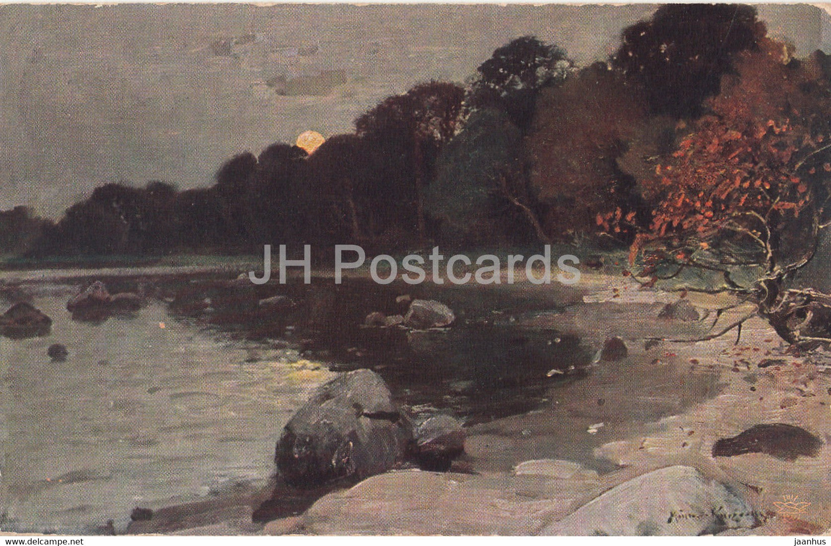 sea coast - Muller Kurzwelln - illustration - Primus 824 - old postcard - 1922 - Germany - used - JH Postcards