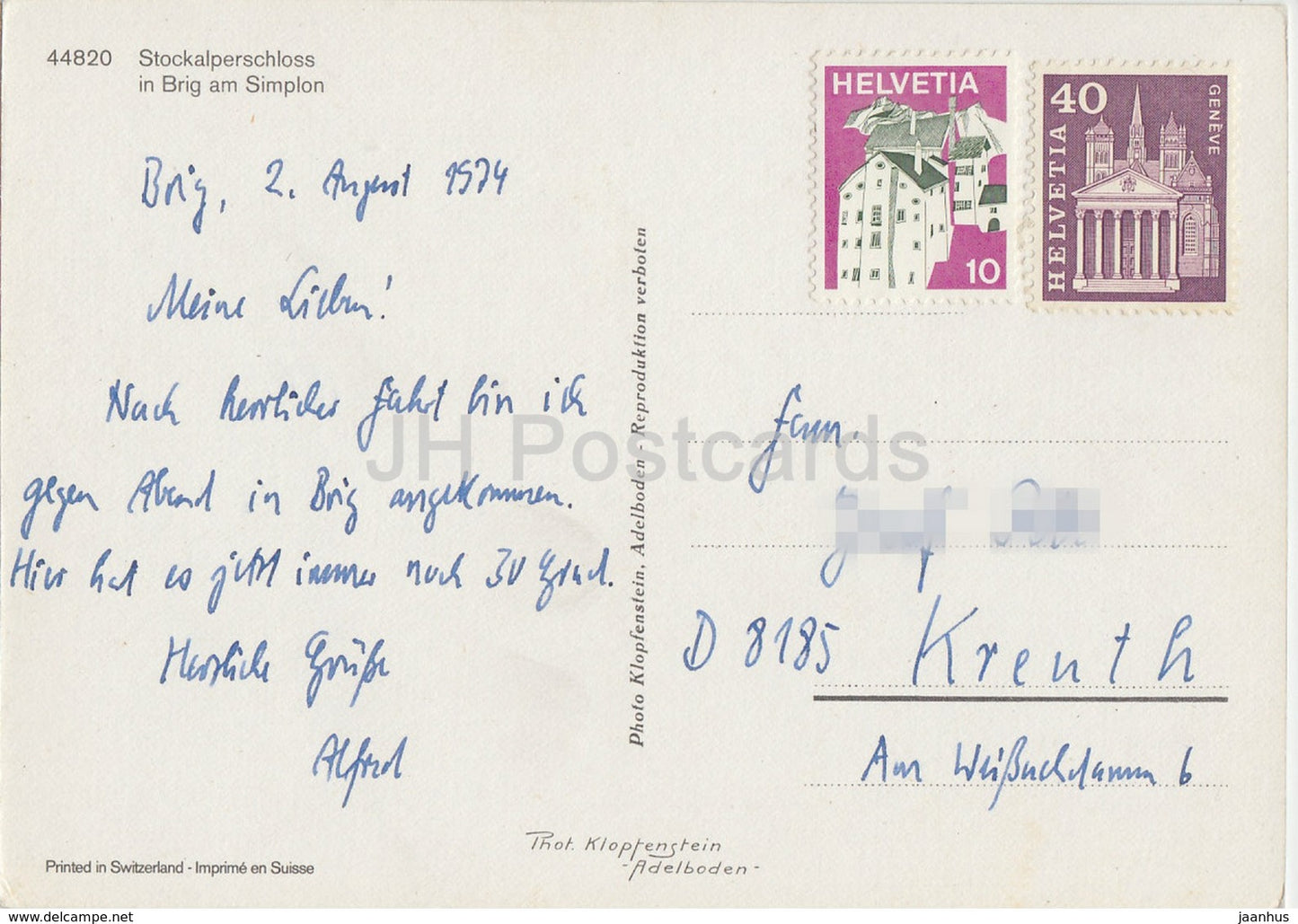 Brig - Brigue - Stockalperschloss in Brig am Simplon - castle - 44820 - 1974 - Switzerland - used