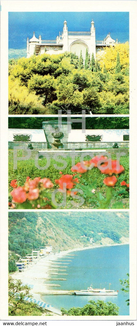 Alupka Palace Museum - Alushta - Kutuzov Fountain - Gurzuf - Pioneer Camp - Crimea - 1985 - Ukraine USSR - unused - JH Postcards