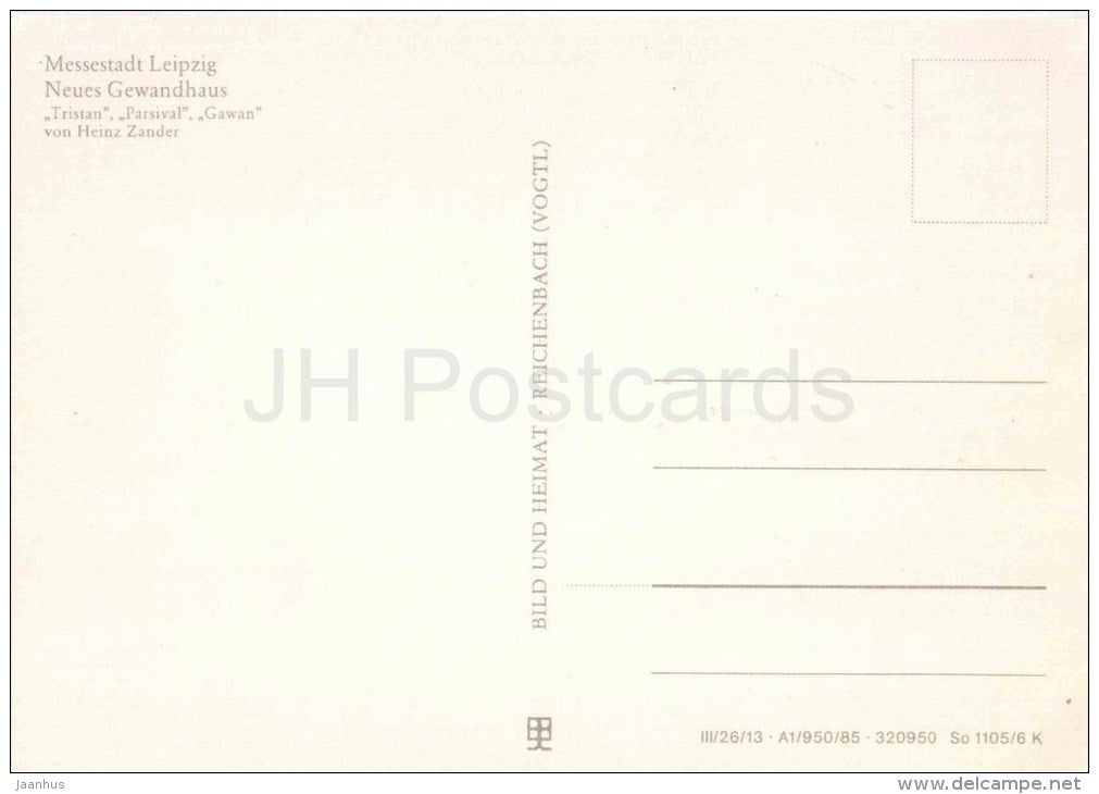 Tristan , Parsival , Gawan by Heinz Zander - Neues Gewandhaus - Messestadt Leipzig - Germany DDR - unused - JH Postcards