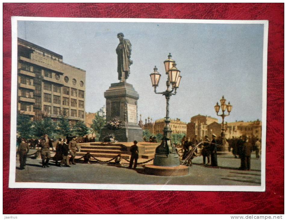 Moscow - Monument to Pushkin - 1953 - Russia - USSR - unused - JH Postcards