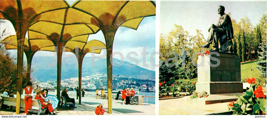 Yalta - embankment - monument to russian poet Anton Chekhov - South Coast of Crimea - 1978 - Ukraine USSR - unused - JH Postcards