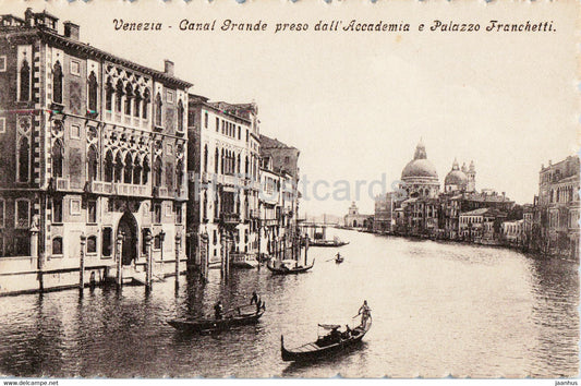 Venezia - Venice - Canal Grande preso dall' Accademia e Palazzo Franchetti - boat - 4690 - old postcard - Italy - unused - JH Postcards