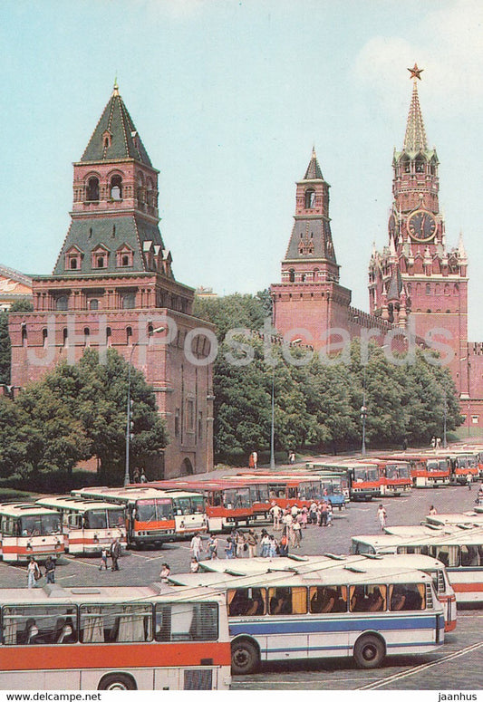 Moscow - Konstantinoeleninskaya Nabatnaya Spasskaya Tower - bus Ikarus - postal stationery - 1984 - Russia USSR - unused - JH Postcards