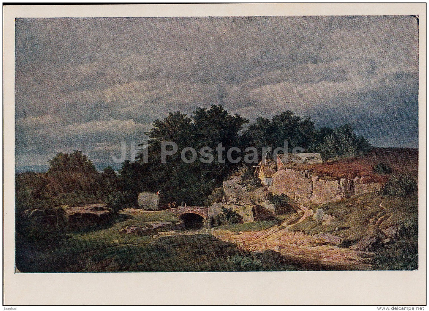 painting  by Adolf Kosarek - Landscape of Central Bohemia - Czech art - 1955 - Russia USSR - unused - JH Postcards