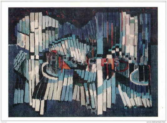 tapestry by Sh. Marite - Musical Rythms , 1967 - arras - Lithuanian Gobelain - Lithuania - 1977 - unused - JH Postcards