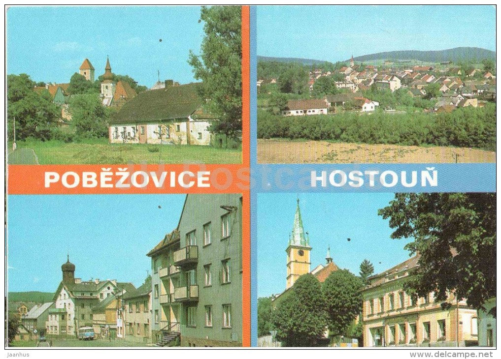 Pobezovice - Hostoun - Domazlice district - bus - town views - architecture - Czechoslovakia - Czech - unused - JH Postcards