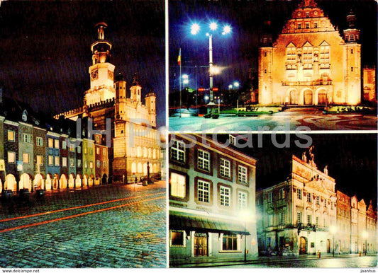 Poznan - Renesansowy ratusz - uniwwrsytet - Collegium Minus - town hall - university - multiview - Poland - unused - JH Postcards