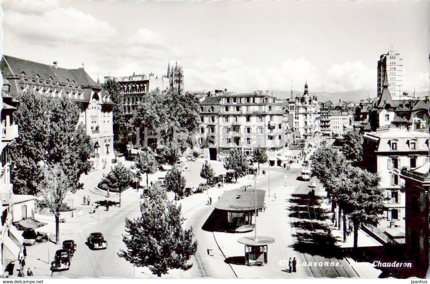 Lausanne - Place Chauderon - 471 - 1951 - old postcard - Switzerland - used - JH Postcards